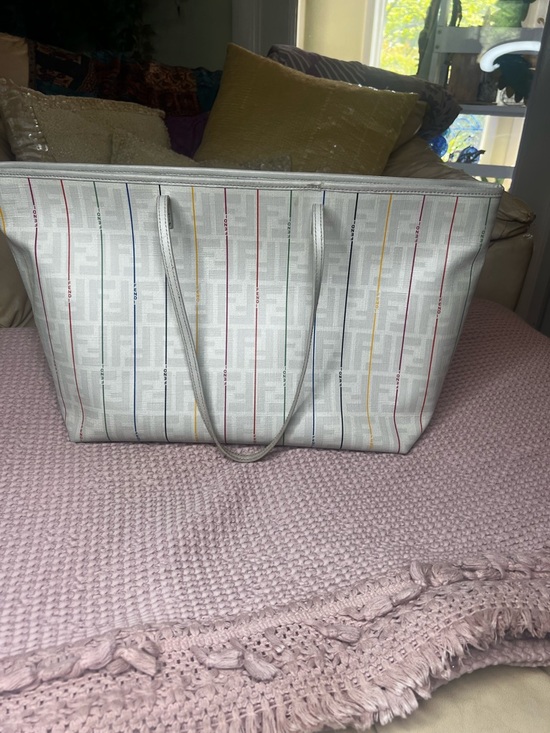 Fendi Handbags - FENDI Zucca Spalmati Striped LARGE Tote Bag Authentic
